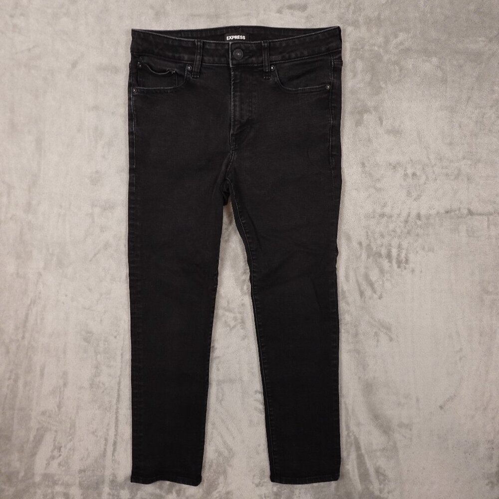 Express Jeans Slim Straight‎ Men's 31x30 Black Denim